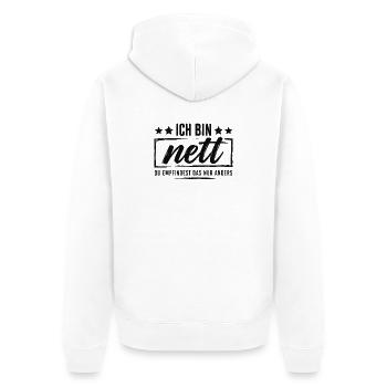 Ich bin nett - Du empfindest das nur anders - Unisex Premium Bio Zip Hoodie - Weiß - Hinten - Thijin (182cm)