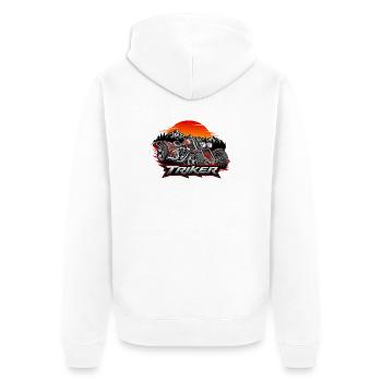 Triker Dreirad Motorrad Grafik Designtribals  - Unisex Premium Bio Zip Hoodie - Weiß - Hinten - Thijin (182cm)