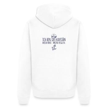 Bootsfahrer Mein Boot Meine Regeln Kapitän - Unisex Premium Bio Zip Hoodie - Weiß - Hinten - Thijin (182cm)