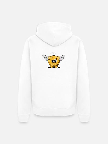 Sparschwein mit Flügel und Heiligenschein - Unisex Premium Bio Zip Hoodie - Weiß