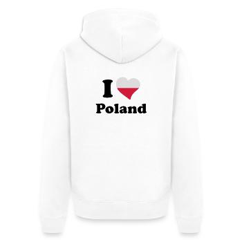I love Poland - Ich liebe Polen - Unisex Premium Bio Zip Hoodie - Weiß - Hinten - Thijin (182cm)