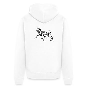 horse racing - Unisex Premium Organic Zip Hoodie - white - Back - Thijin (182cm)