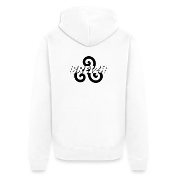 Breizh - Bretagne - BZH - Unisex Premium Bio Zip Hoodie - Weiß - Hinten - Thijin (182cm)