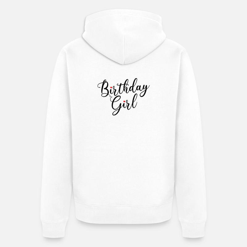 Fille d’anniversaire Script Coeurs - Veste à capuche bio Premium Unisexe - blanc