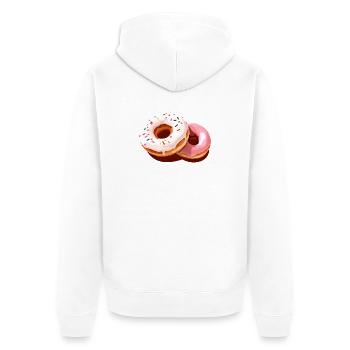 Bunter Donut-Print auf Freizeitkleidung - Unisex Premium Bio Zip Hoodie - Weiß - Hinten - Thijin (182cm)