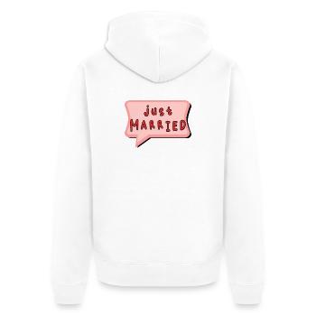 ICH HABE GERADE GEHEIRATET. Junggesellinnenabschied. VALENTINSTAG. PAAR - Unisex Premium Bio Zip Hoodie - Weiß - Hinten - Thijin (182cm)