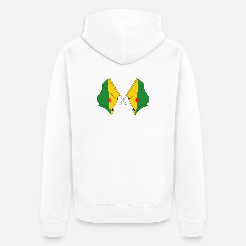 Deux drapeaux croisés de la Guyane - Veste à capuche bio Premium Unisexe - blanc