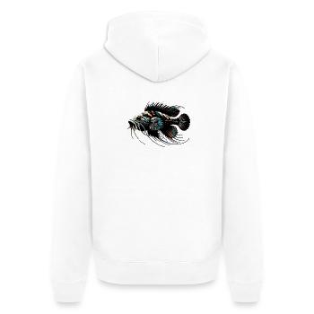 Aquarium Wels, Antennenwels, minimalistisch - Unisex Premium Bio Zip Hoodie - Weiß - Hinten - Thijin (182cm)