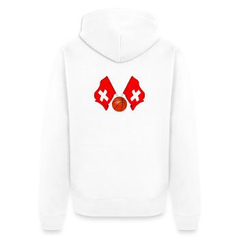 Two Swiss flags Basketball Switzerland - Unisex Premium Organic Zip Hoodie - white - Back - Thijin (182cm)