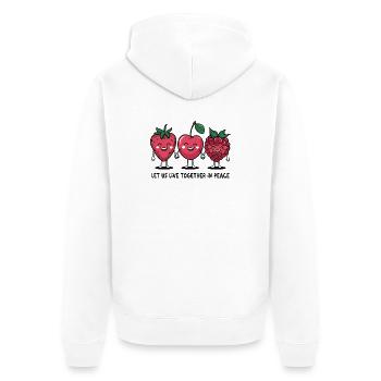 Beeren des Friedens - Unisex Premium Bio Zip Hoodie - Weiß - Hinten - Thijin (182cm)