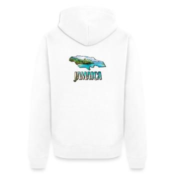 Aquarell Landkarte Jamaica - Unisex Premium Bio Zip Hoodie - Weiß - Hinten - Thijin (182cm)