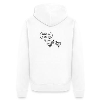 Angeln - Catch me if you can - Unisex Premium Bio Zip Hoodie - Weiß - Hinten - Thijin (182cm)