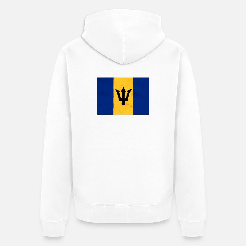 Drapeau de la Barbade - Veste à capuche bio Premium Unisexe - blanc