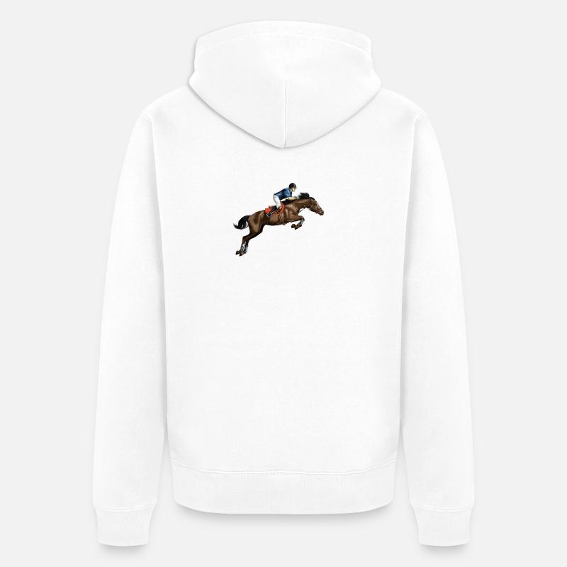 Cavalier en mode course - Veste à capuche bio Premium Unisexe - blanc