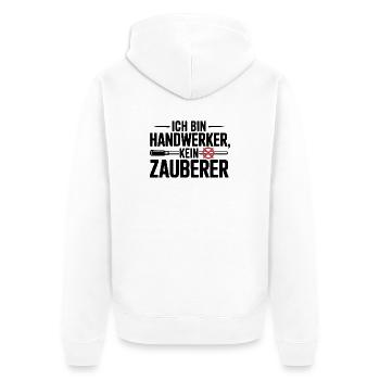 Ich bin Handwerker, kein Zauberer - Unisex Premium Bio Zip Hoodie - Weiß - Hinten - Thijin (182cm)