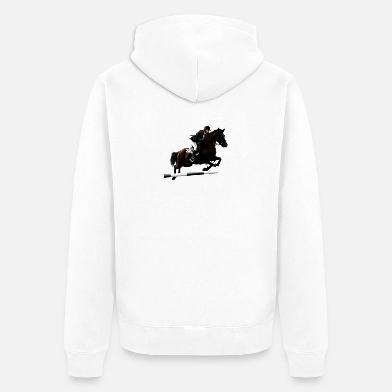 Cheval cabré avec cavalier - Veste à capuche bio Premium Unisexe - blanc