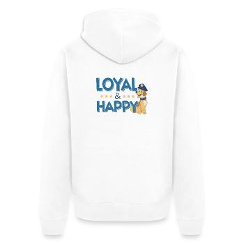 Loyaler und glücklicher Hundekapitän - Unisex Premium Bio Zip Hoodie - Weiß - Hinten - Thijin (182cm)