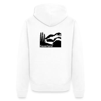Sauerland silhouette paysage panneau routier - Veste à capuche bio Premium Unisexe - blanc - Dos - Thijin (182cm)