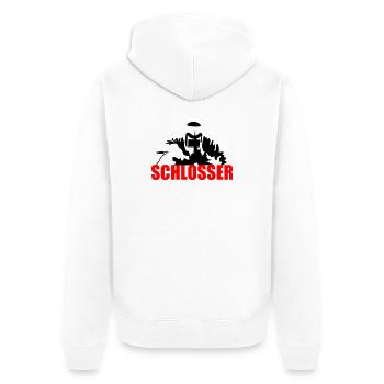 Schlosser - Unisex Premium Bio Zip Hoodie - Weiß - Hinten - Thijin (182cm)