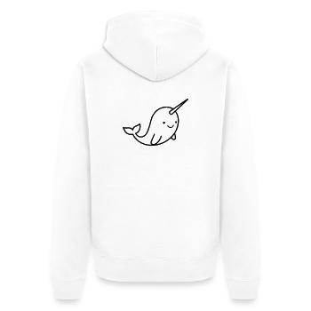 Narwal - Unisex Premium Bio Zip Hoodie - Weiß - Hinten - Thijin (182cm)