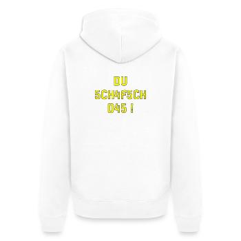 Motivation Shirt du schafsch das schweizerdeutsch - Veste à capuche bio Premium Unisexe - blanc - Dos - Thijin (182cm)