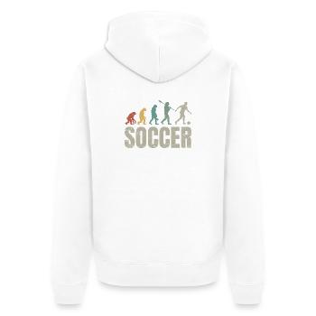Football Evolution | Soccer Evolution - Unisex Premium Organic Zip Hoodie - white - Back - Thijin (182cm)