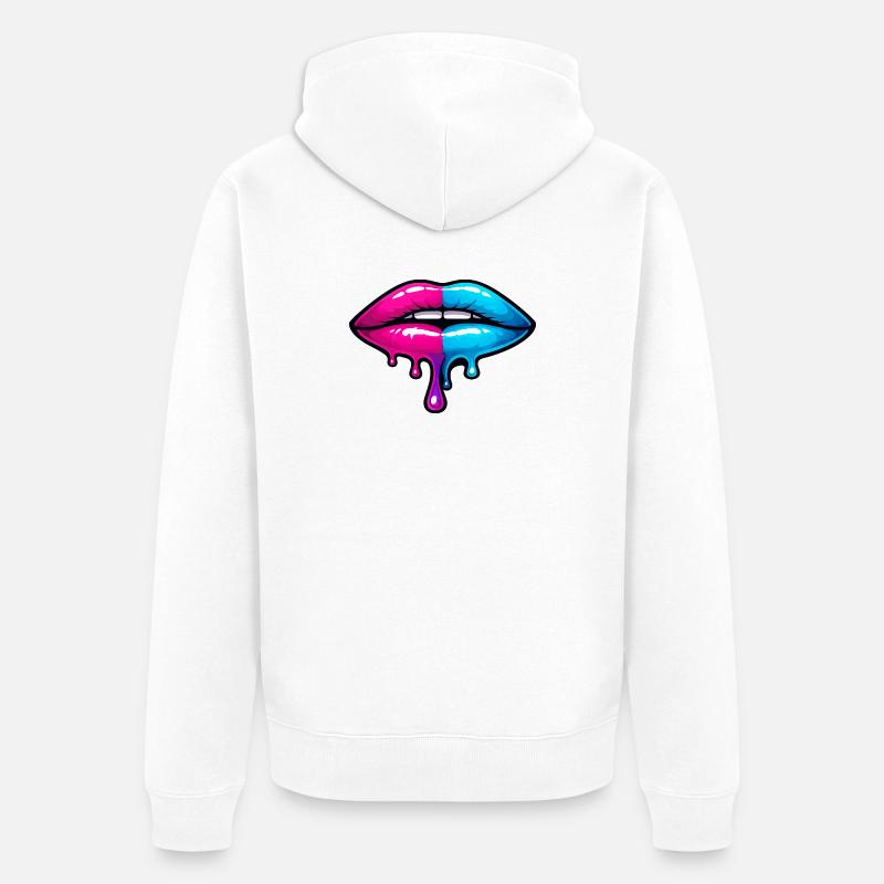 Split Neon Lip Melt - Veste à capuche bio Premium Unisexe - blanc