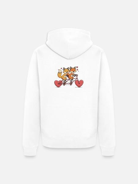 Foxen-Tandem mit Herzliebe fuchs paar - Unisex Premium Bio Zip Hoodie - Weiß