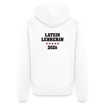 Professeur de latin 2026 Profession Études Formation des professeurs de latin - Veste à capuche bio Premium Unisexe - blanc - Dos - Thijin (182cm)