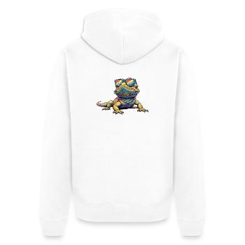 Bearded Dragon Aquarell Pogona Kunst - Unisex Premium Bio Zip Hoodie - Weiß - Hinten - Thijin (182cm)