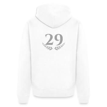 29 - Unisex Premium Bio Zip Hoodie - Weiß - Hinten - Thijin (182cm)