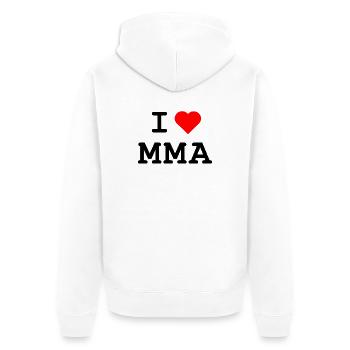 I love MMA  - Ich liebe MMA - Unisex Premium Bio Zip Hoodie - Weiß - Hinten - Thijin (182cm)