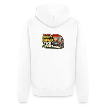 Familien Tech-Support Unbezahlt - Unisex Premium Bio Zip Hoodie - Weiß - Hinten - Thijin (182cm)