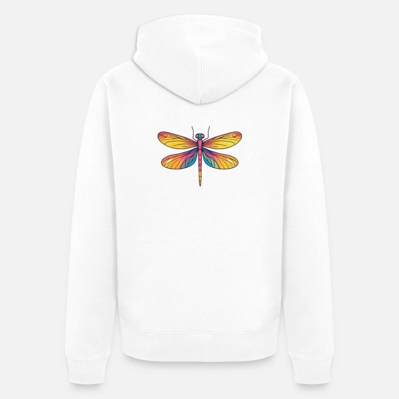 Ailes de Libellule arc-en-ciel - Veste à capuche bio Premium Unisexe - blanc