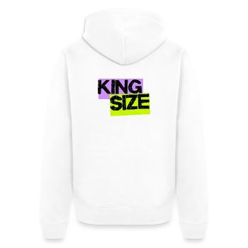 King Size Urban Streetwear – Statement Meme Design - Unisex Premium Organic Zip Hoodie - white - Back - Thijin (182cm)