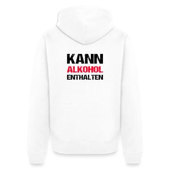Kann Alkohol Enthalten Party Humor - Unisex Premium Bio Zip Hoodie - Weiß - Hinten - Thijin (182cm)