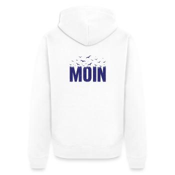 MOIN Nordsee Möwen Küste Shirt - Unisex Premium Bio Zip Hoodie - Weiß - Hinten - Thijin (182cm)