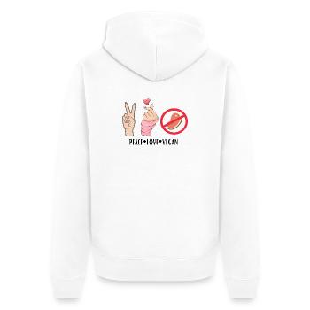 Peace Love Vegan - Unisex Premium Organic Zip Hoodie - white - Back - Thijin (182cm)