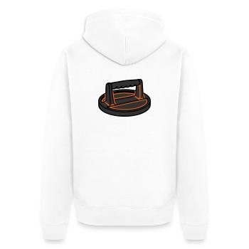 Burgerpresse Smashburger Grillen Foodtruck - Unisex Premium Bio Zip Hoodie - Weiß - Hinten - Thijin (182cm)