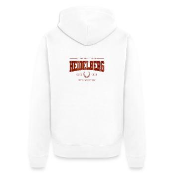 Flunkyball Professional Team Heidelberg Classic Shirt - Unisex Premium Organic Zip Hoodie - white - Back - Thijin (182cm)