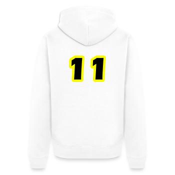 11 Number Symbol - Unisex Premium Organic Zip Hoodie - white - Back - Thijin (182cm)