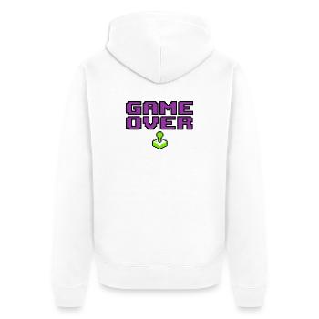 Game Over Pixel Logo - Unisex Premium Bio Zip Hoodie - Weiß - Hinten - Thijin (182cm)