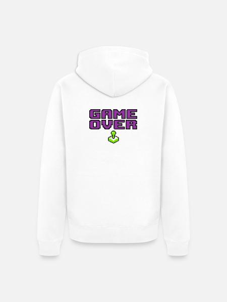 Game Over Pixel Logo - Unisex Premium Organic Zip Hoodie - white