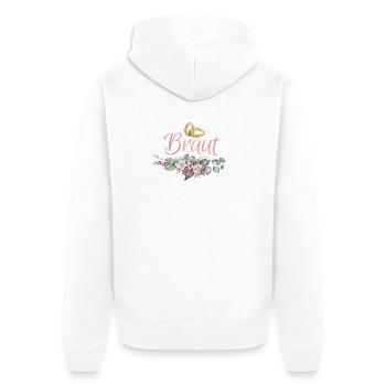 Braut Ringe Blumen JGA Junggesellenabschied - Unisex Premium Bio Zip Hoodie - Weiß - Hinten - Thijin (182cm)