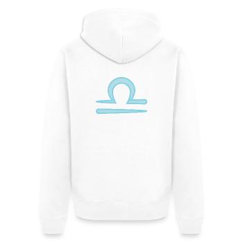 Waagezeichensymbol Pastellblau - Unisex Premium Bio Zip Hoodie - Weiß - Hinten - Thijin (182cm)