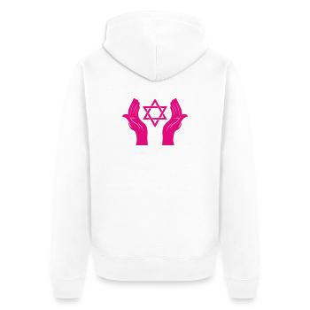 Magenta Hands with Star of David - Unisex Premium Organic Zip Hoodie - white - Back - Thijin (182cm)