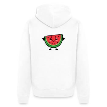 Lächelnde Wassermelonenscheibe Cheer - Unisex Premium Bio Zip Hoodie - Weiß - Hinten - Thijin (182cm)