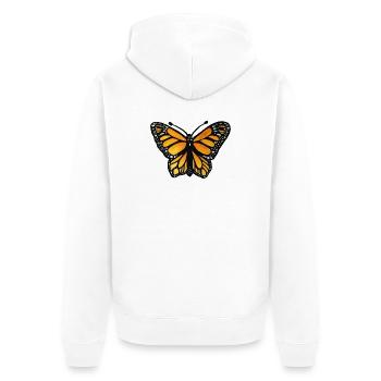 Monarch-Sonnenuntergangsschmetterling - Unisex Premium Bio Zip Hoodie - Weiß - Hinten - Thijin (182cm)