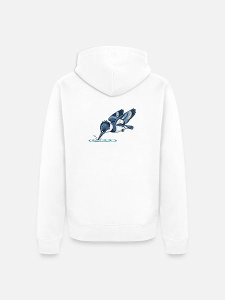 Gürtel-Eisvögeltauchen - Unisex Premium Bio Zip Hoodie - Weiß