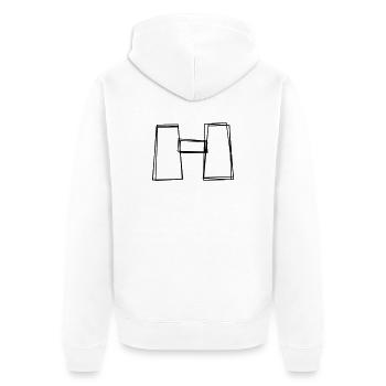 Fernglas handgezeichnet - Unisex Premium Bio Zip Hoodie - Weiß - Hinten - Thijin (182cm)